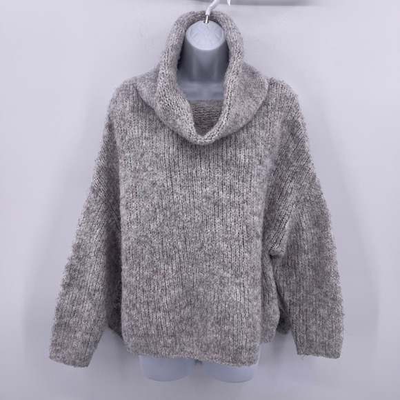 debut Sweaters - Debut Sz M Gray Cowl Neck Cropped 3/4 Sleeve Sweater Oversized Comfy Soft